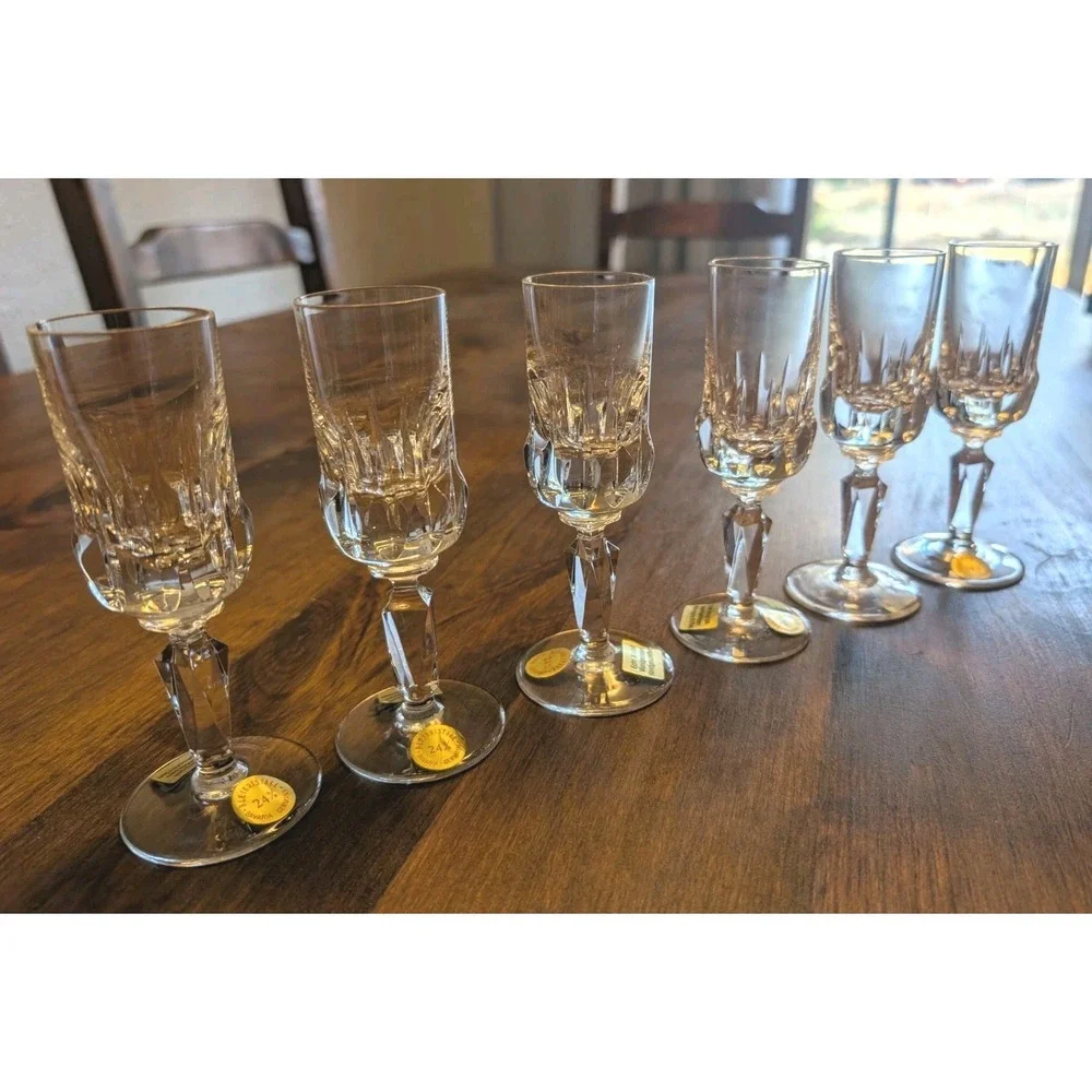 Vintage Bavaria Germany 24% Lead Crystal Cordial Liqueur Glasses Set of 6